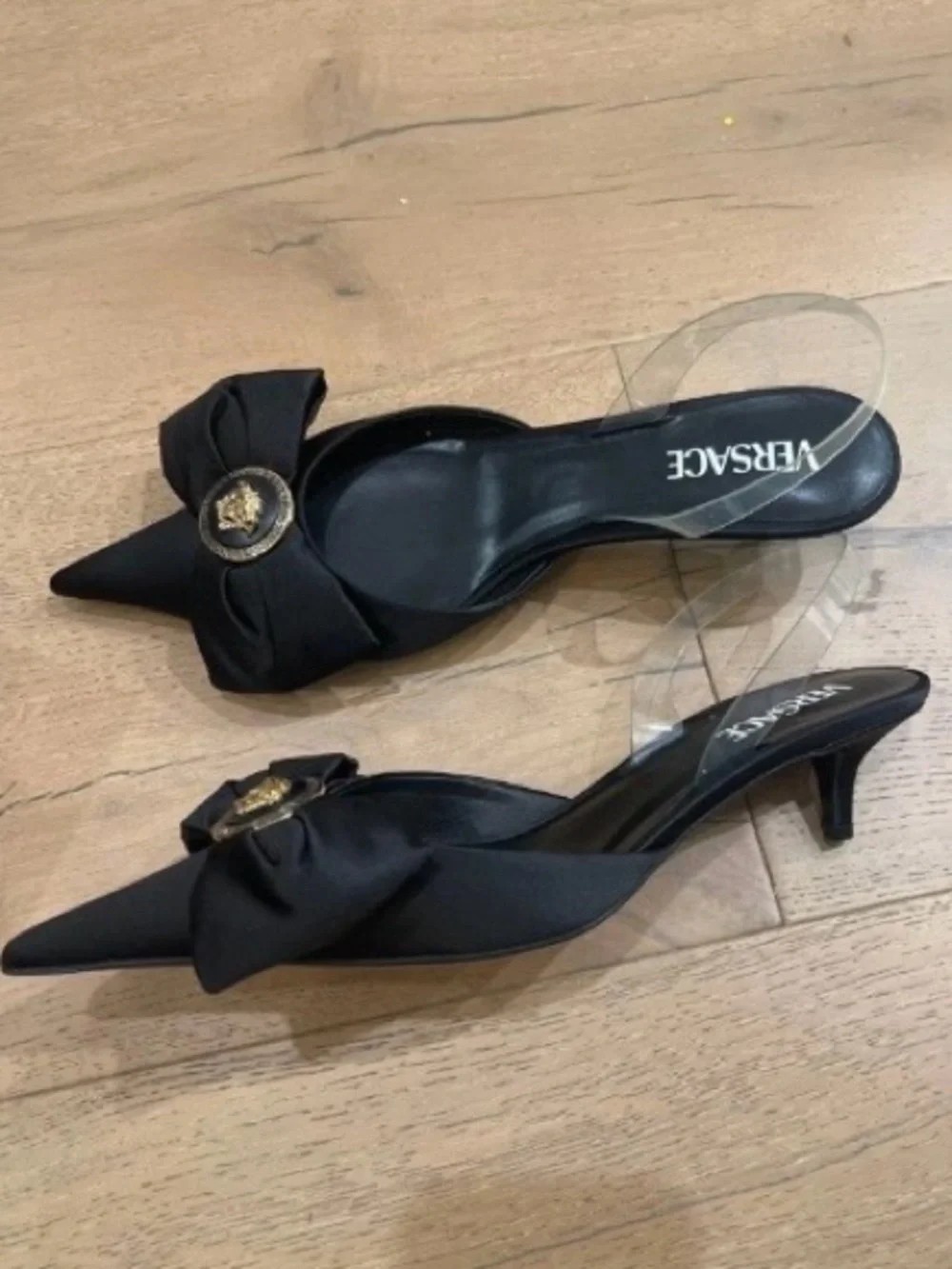 Versace satin slingback